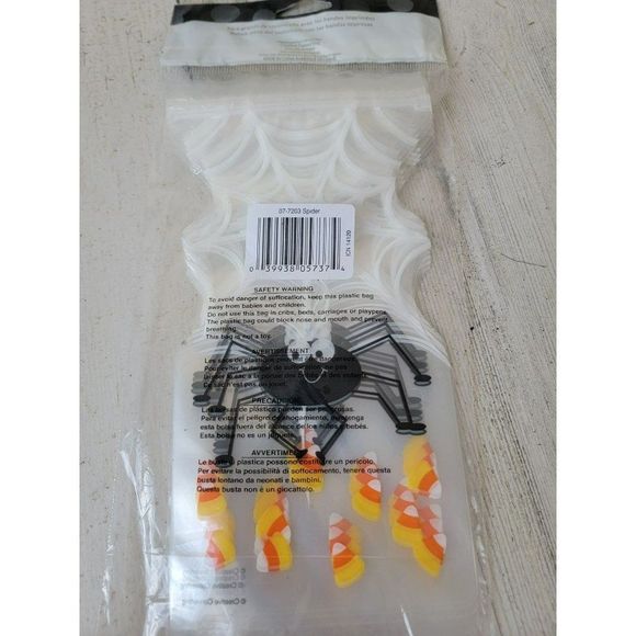 Spider web candy corn Halloween zipper bag treat - Picture 5 of 5